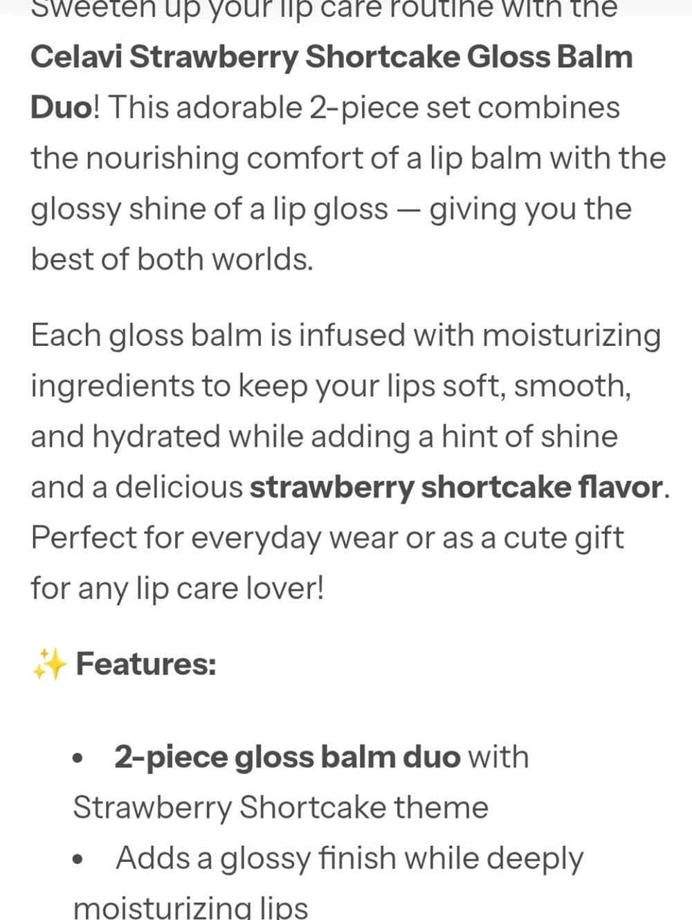 Celavi X Strawberry Shortcake Lip Gloss & Balm Keychain Duo